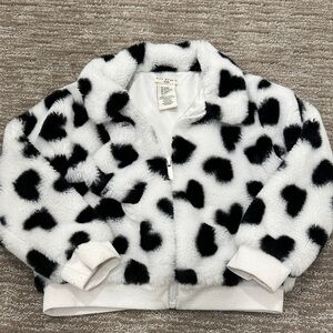 Max Studio Black and White Faux Fur Coat